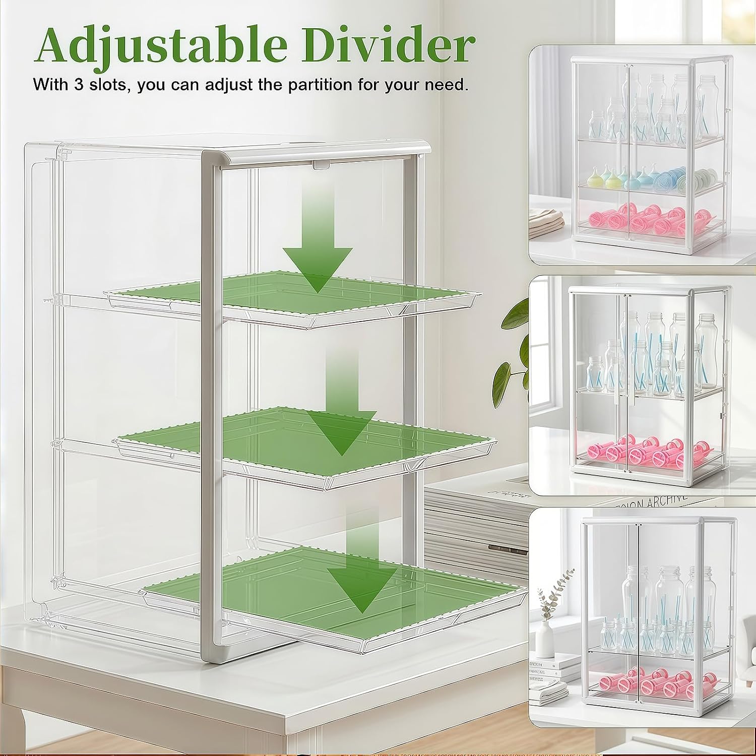 Detalle de Gifhomfix GF-BYST-DOU Baby Bottle Organizer with 3 Tiers and Magnetic Doors