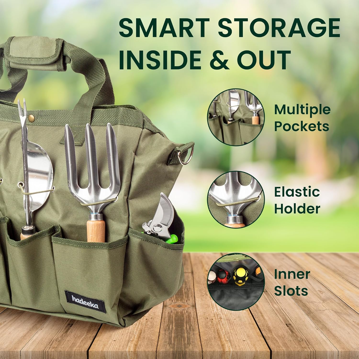 Thumbnail 4 de Hadeeka Gardening Tools Set (10-piece) with Stainless Steel Heads, Kneeling Pad, Gloves & Shoulder Strap Bag