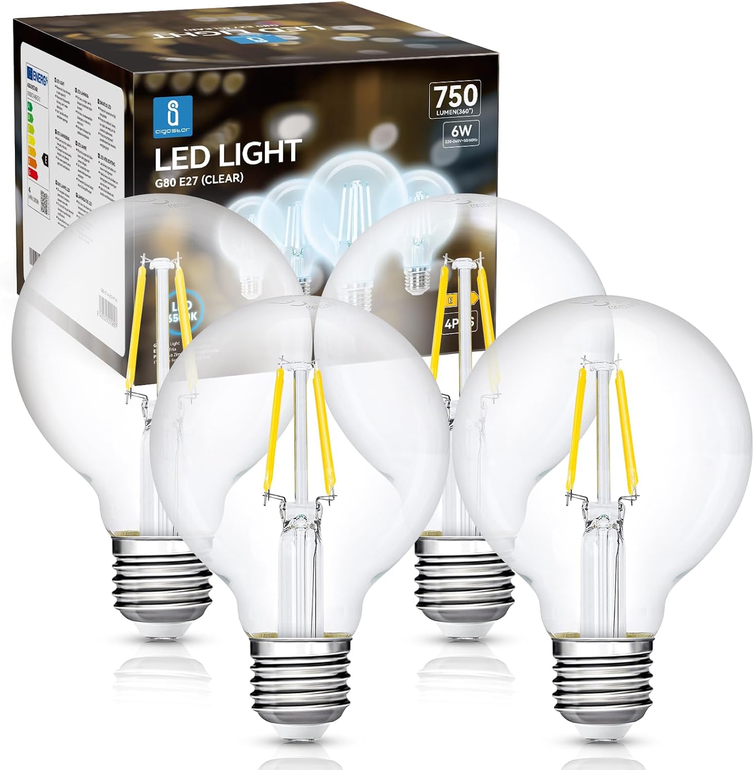 Detalle de Aigostar Bombilla LED E27 Edison 6W 750 lm