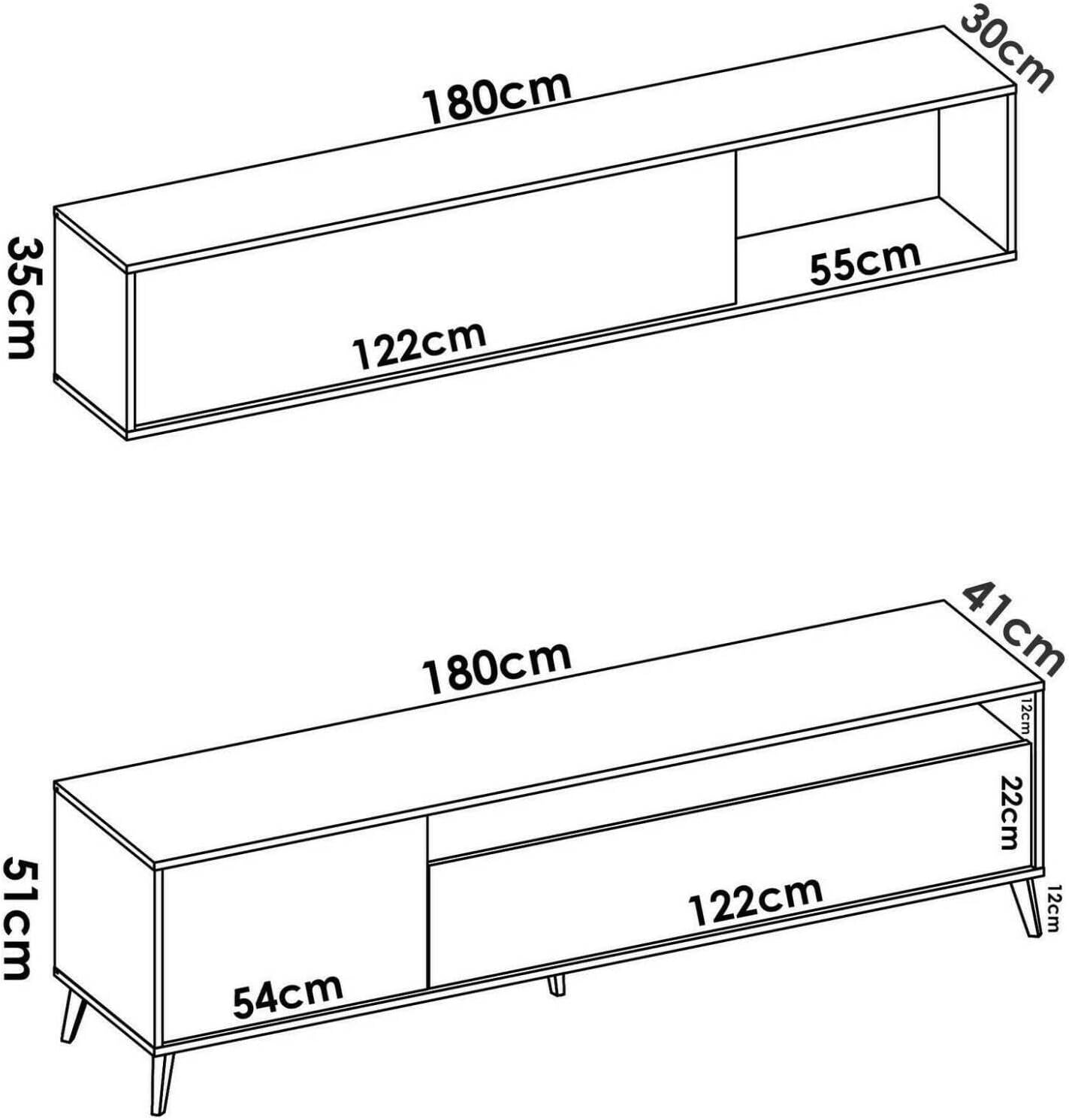 Detalle de Dmora Parete Attrezzata Tambo – Composizione soggiorno 180x41 h180 cm, Bianco e Rovere