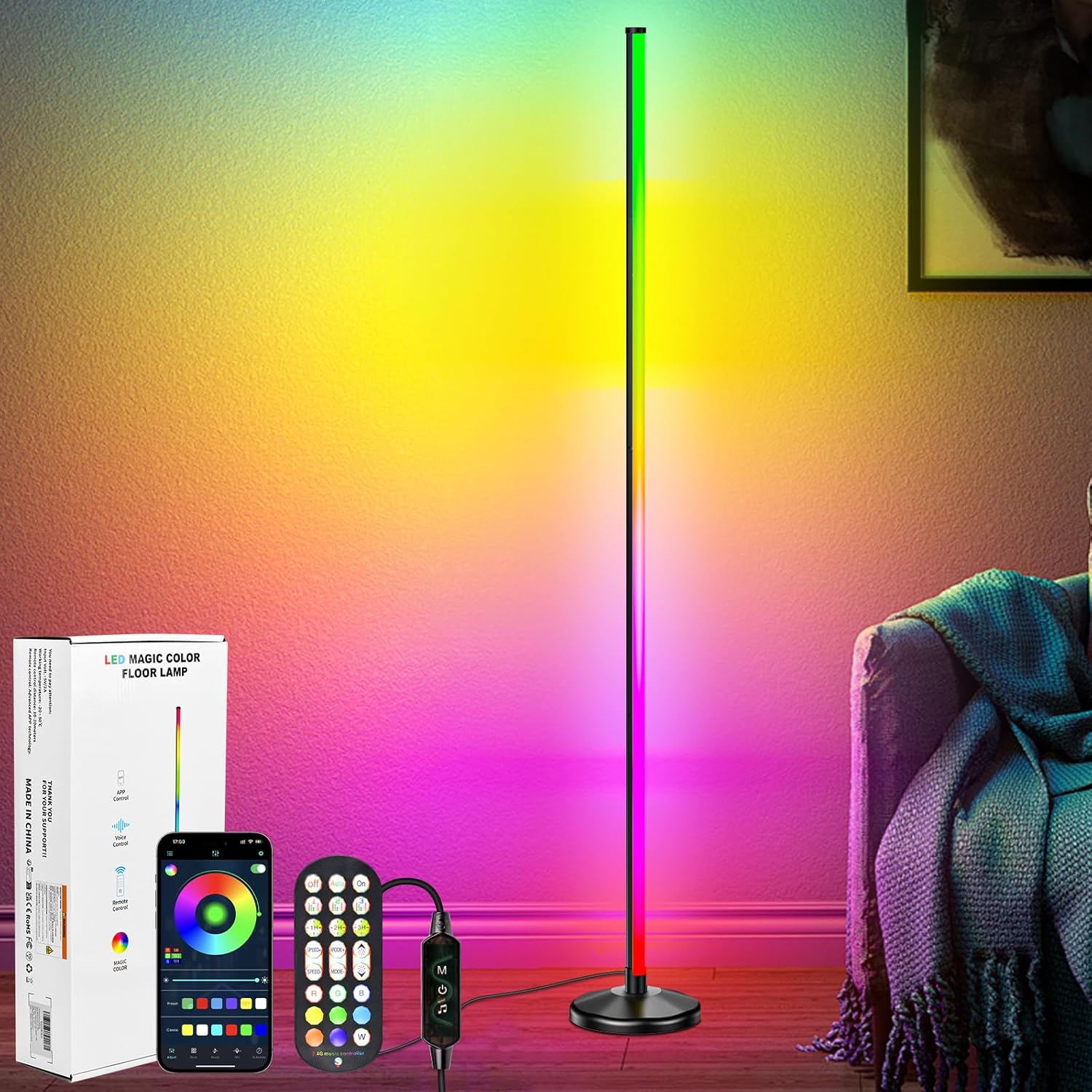 Detalle de NIKYJM Lampada da Terra 145 cm RGB