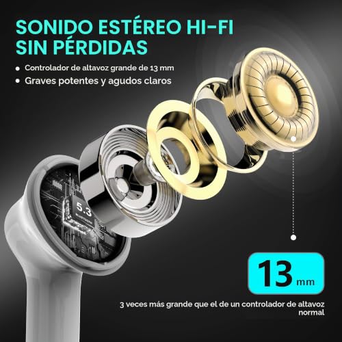Detalle 2 de Cervanta Auriculares Bluetooth 5.3 con pantalla LED, 35 horas y carga USB-C