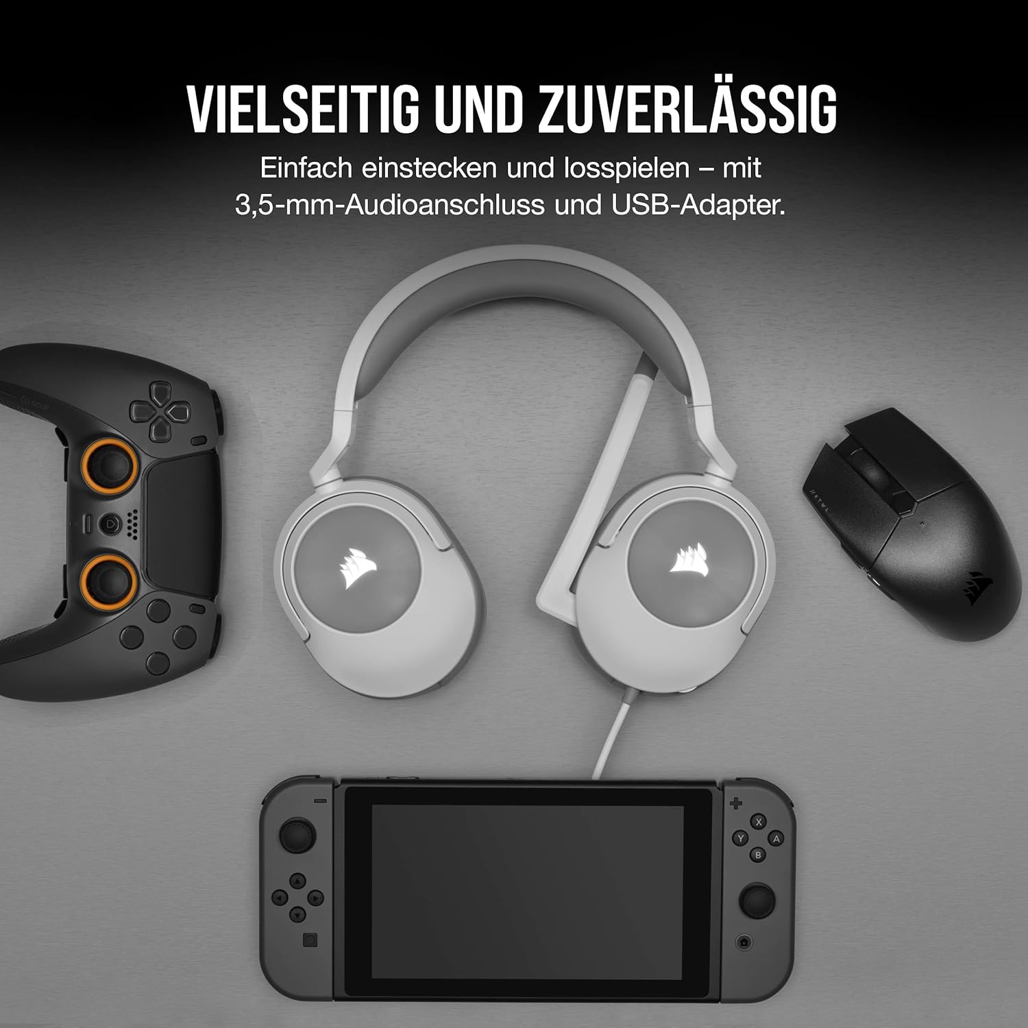 Thumbnail 4 de Corsair HS55 Surround – Kabelgebundenes Multiplattform-Gaming-Headset (Dolby 7.1, iCUE-kompatibel, Weiß)