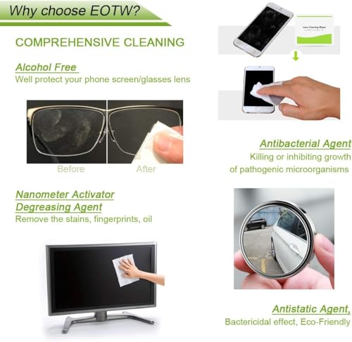 Detalle de EOTW 120 Lens Cleaning Wipes: Handy, Individually Wrapped Screen Cleaners