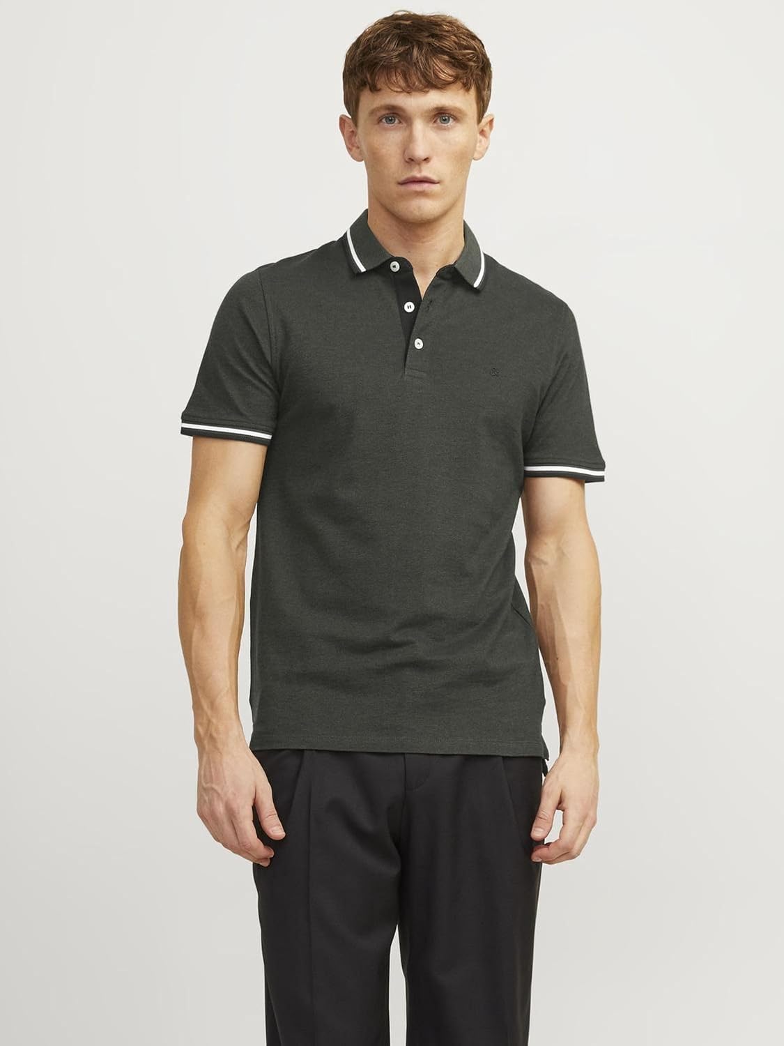 Detalle de Polo uni Col Chemise JACK & JONES — tricot piqué classique