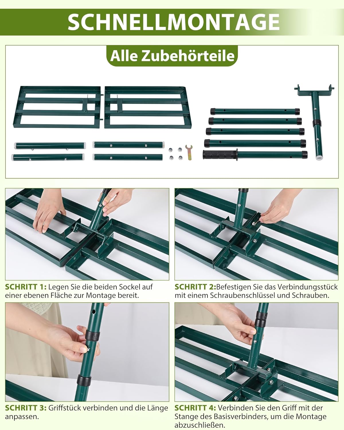 Detalle 2 de Rasen Rakel 76×25 cm – Nivellierrechen mit verstellbarem Stab und ergonomischem Griff