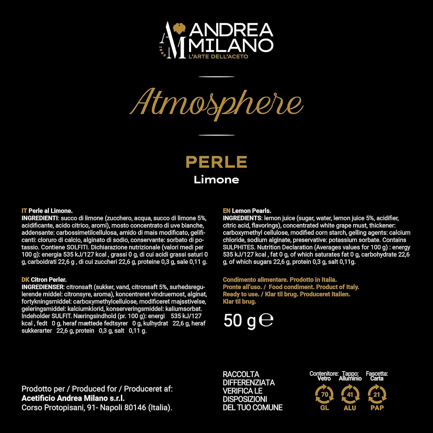 Thumbnail 5 de Andrea Milano Perle di Aceto Atmosphere al Limone – Sfere profumate per piatti a base di pesce, 50 g