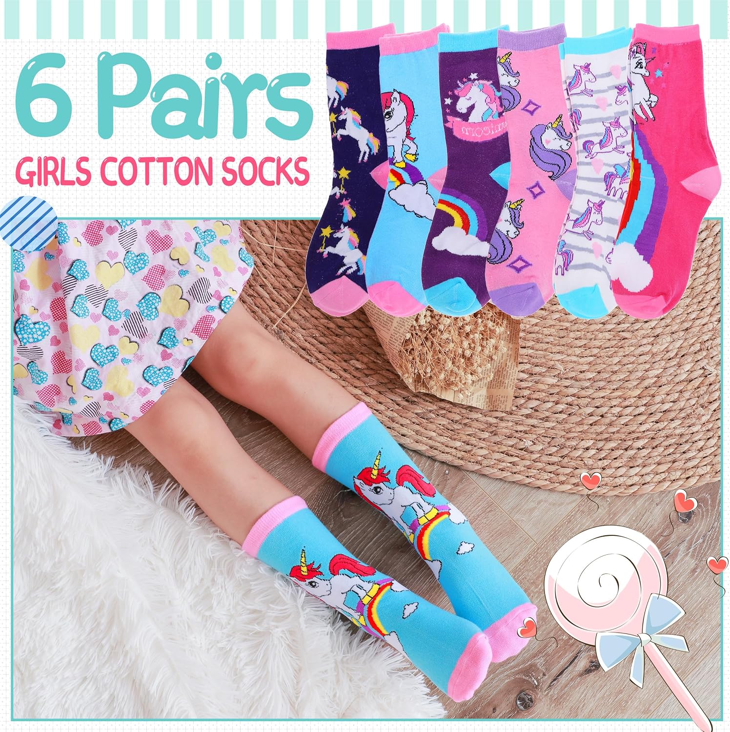 Thumbnail 2 de EBMORE Girls cotton socks 6 pack