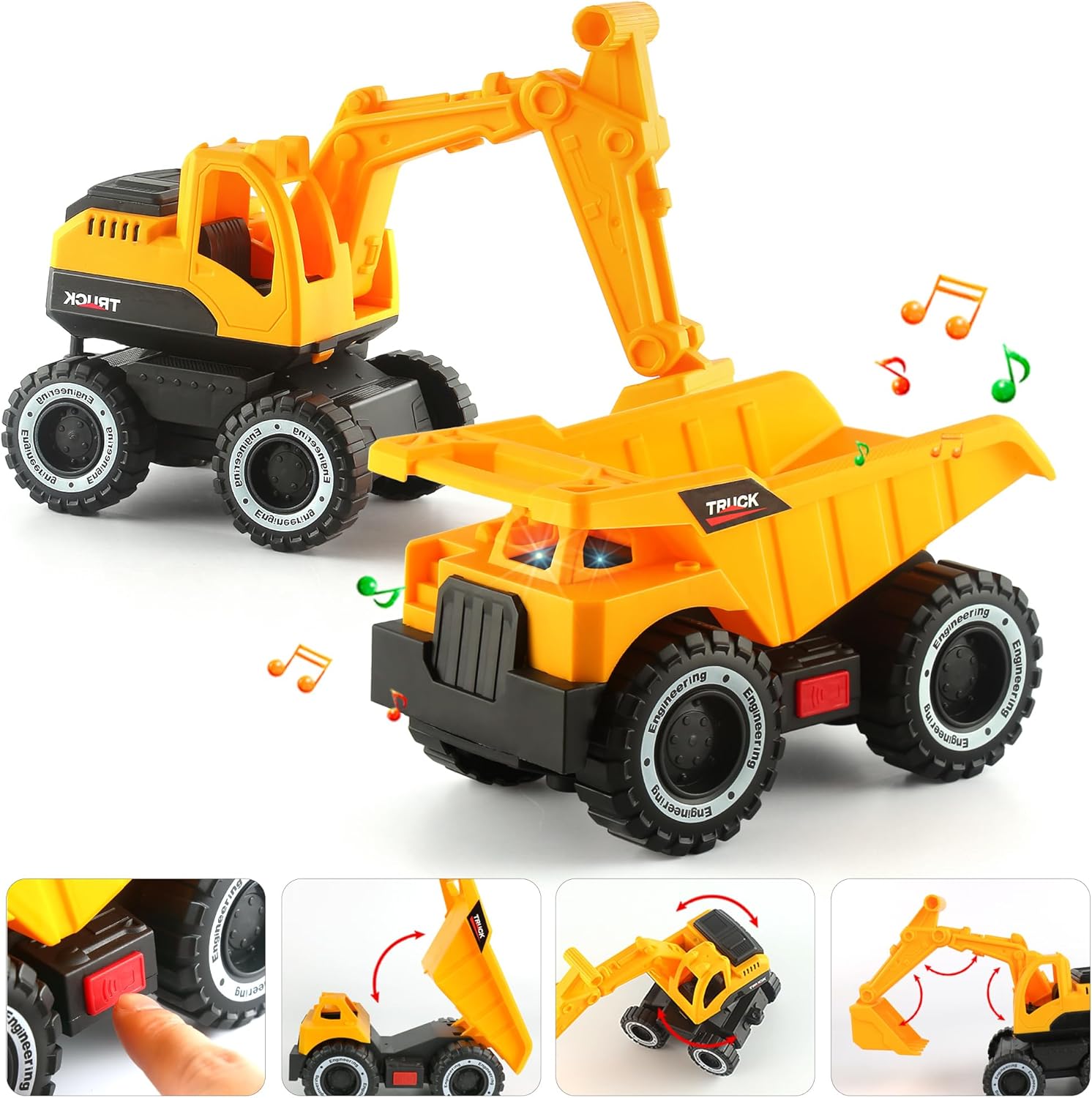 Detalle de Dwi Dowellin 3-in-1 Construction Carrier Truck with Excavator and Dump Truck (25.6")