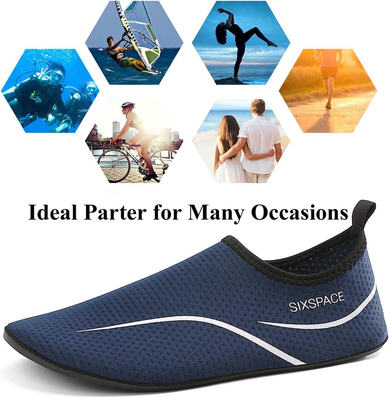 Detalle 2 de Sixspace Badeschuhe & Wasserschuhe für Herren und Damen, Gr. 34–47 – schnell trocknend und atmungsaktiv