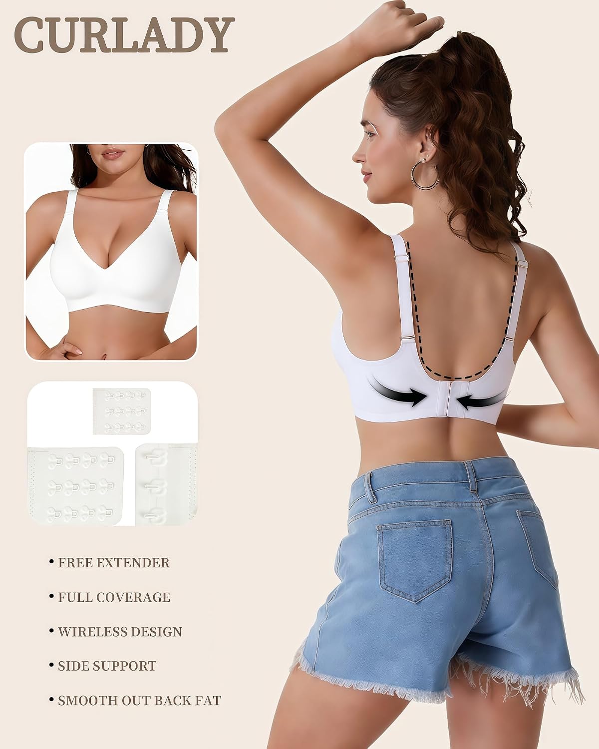 Detalle de Curlady Wireless Seamless Push Up Jelly Bra for Women – Full Coverage, No Underwire