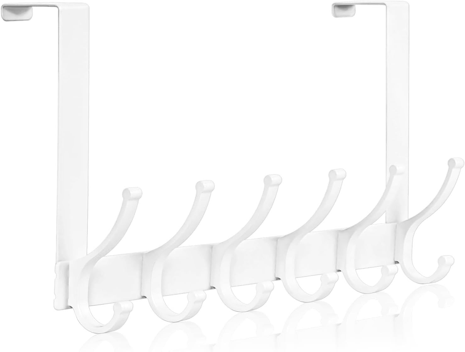 Detalle de Optish door hook over-the-door rack, 12 hooks, white powder-coated steel