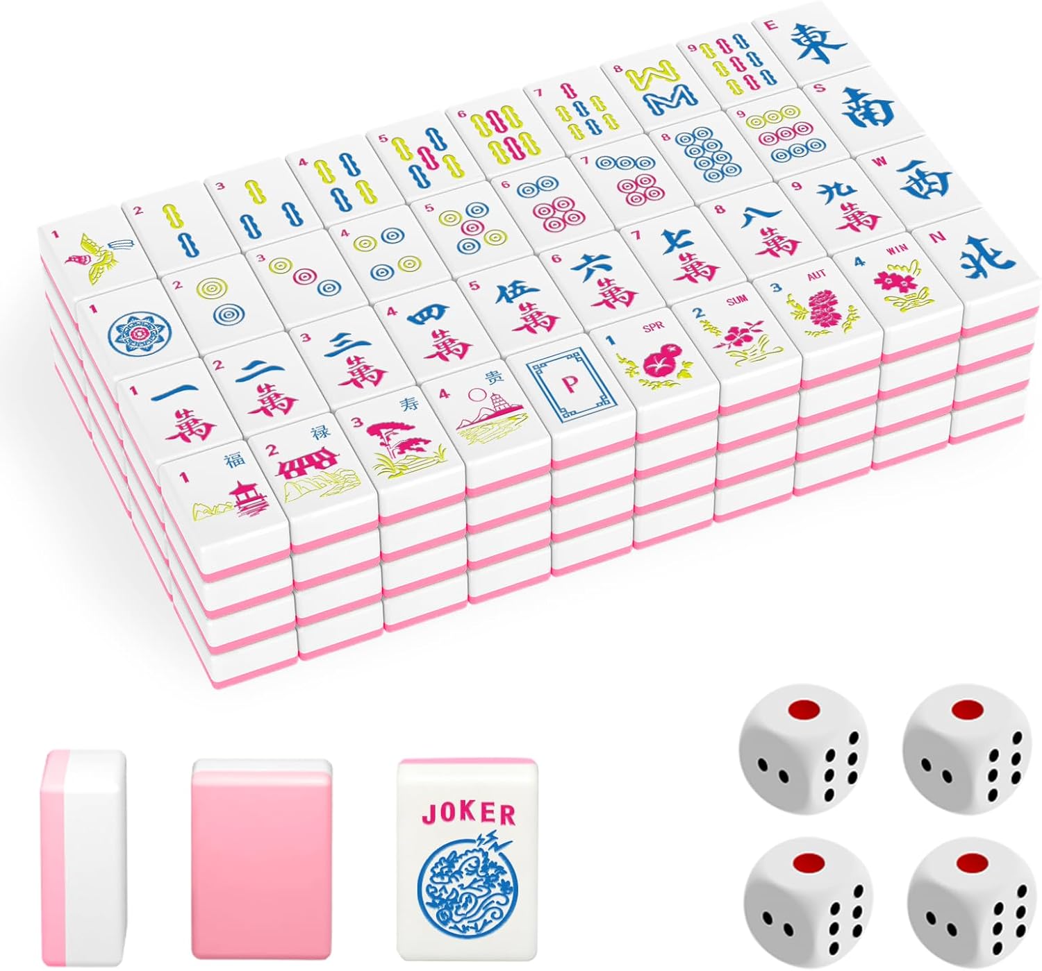 Imagen de 1.2" American Mahjong Tile Set, 166 Tiles + 4 Dice — Durable, Scratch-Resistant Melamine with Clear Engravings en OfertitasTOP