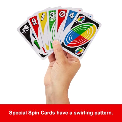 Detalle de UNO Spin Card Game by Mattel Games – a spin on the classic for 2–10 players