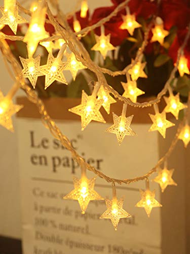 Detalle de Adispotg Luces de Hadas Estrella 20ft con 40 LEDs, batería, 2 modos
