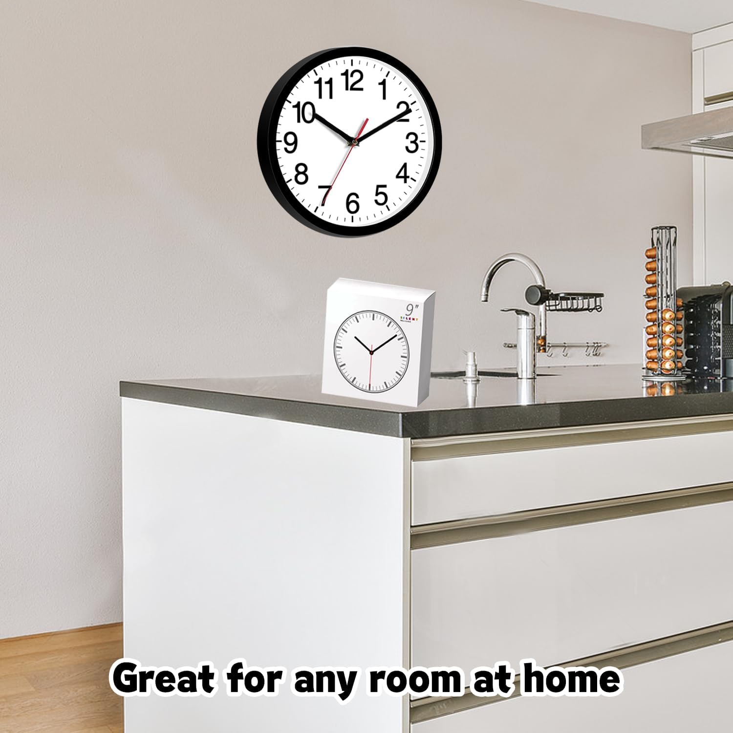 Thumbnail 2 de Wall Clock Silent Non Ticking 9" Quartz