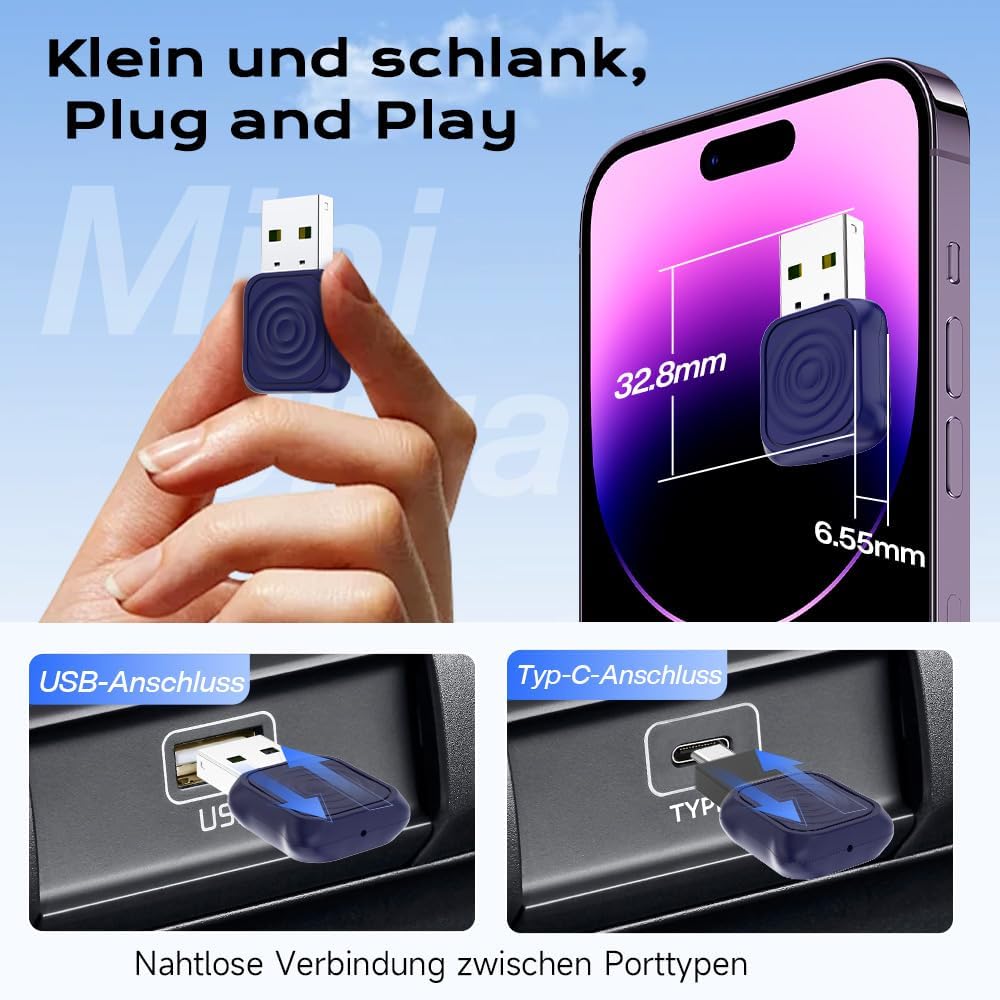 Detalle de Carlinkit Mini Ultra Wireless Adapter für CarPlay