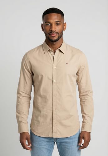 Thumbnail 1 de Tommy Jeans TJM Original DM0DM04405 camisa elástica para hombre beige (Arena del Golfo) talla XL