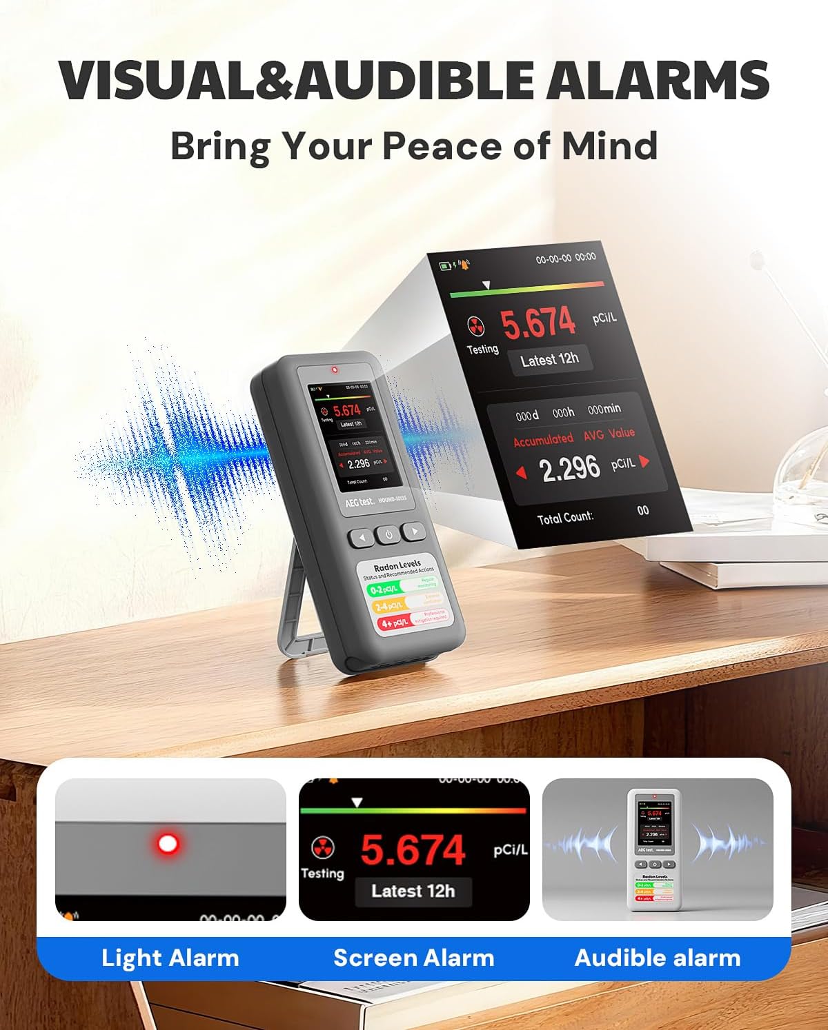 Thumbnail 4 de AEGTEST HOUND-1011S Portable Radon Detector with Color Display and Alarms
