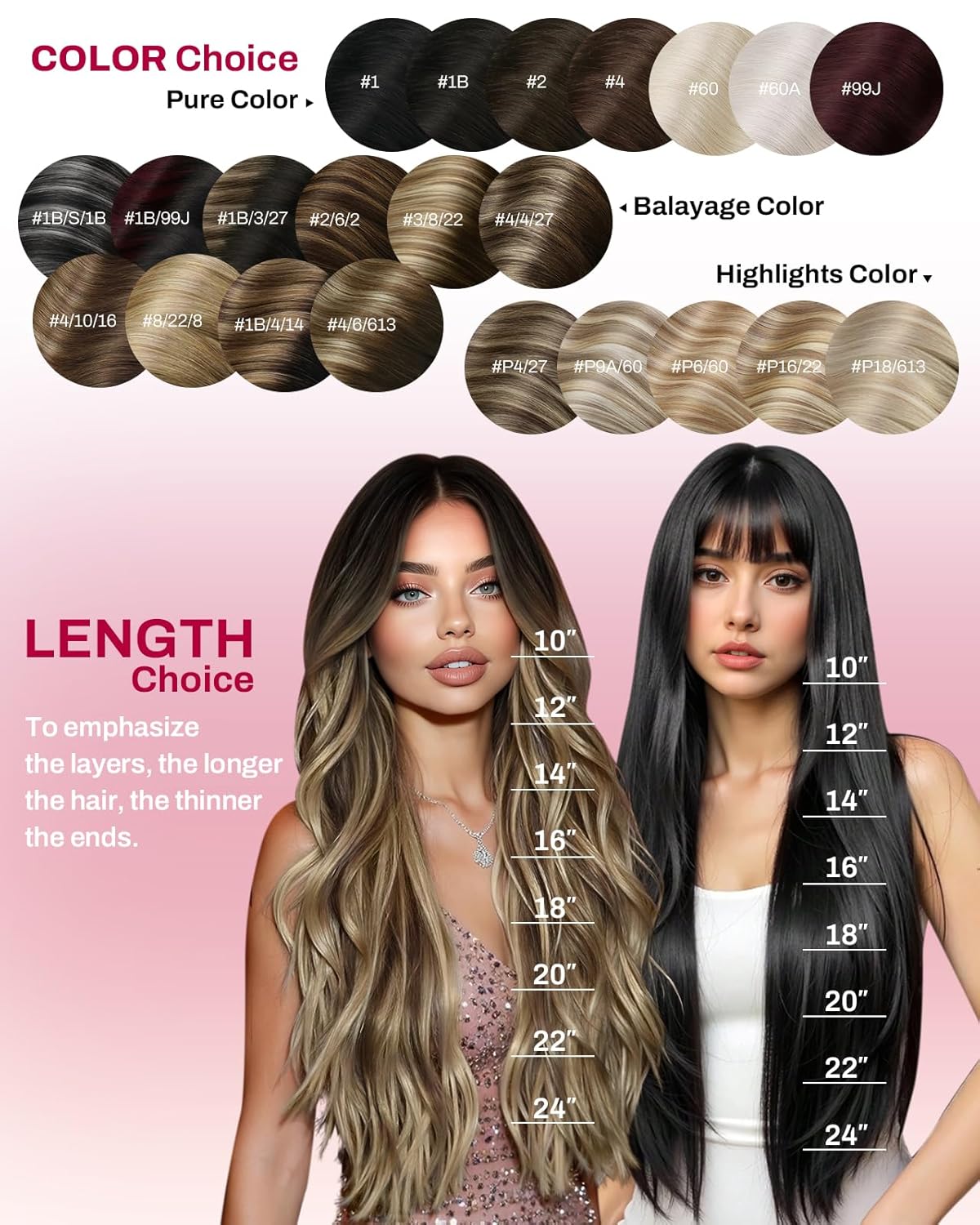 Thumbnail 5 de Moresoo Black Clip-in Hair Extensions Real Human Hair, 120g/7pcs, 20 Inch