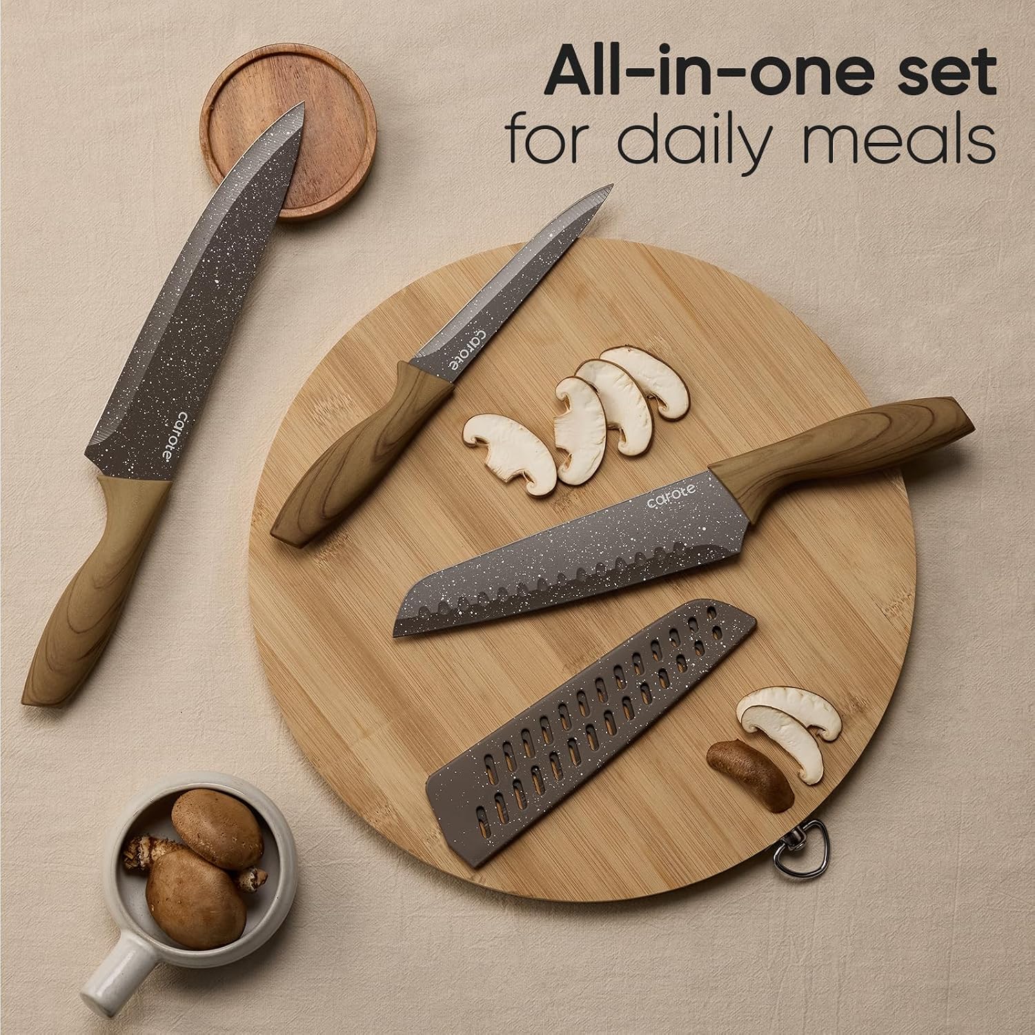 Detalle 1 de CAROTE 39-Piece Cookware Set with Bakeware, Knife Set and Textured Design