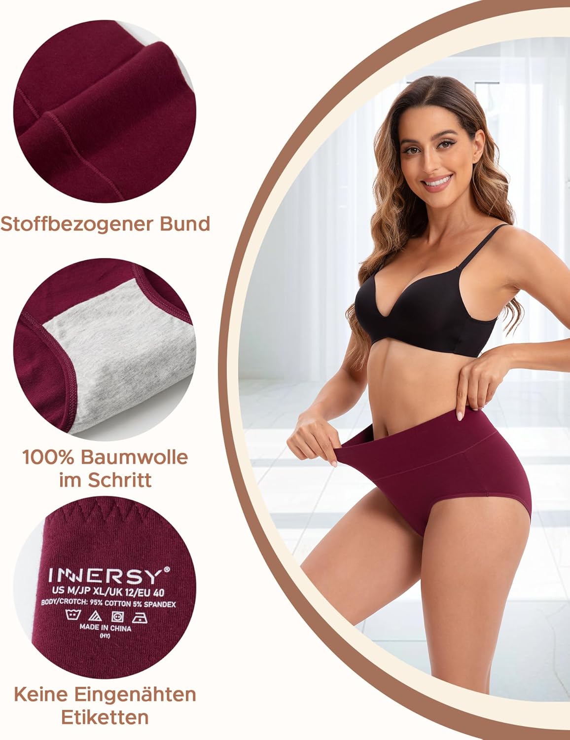 Thumbnail 3 de INNERSY Damen- Slips (5er-Pack) mit hoher Taille aus Baumwolle & Stretch