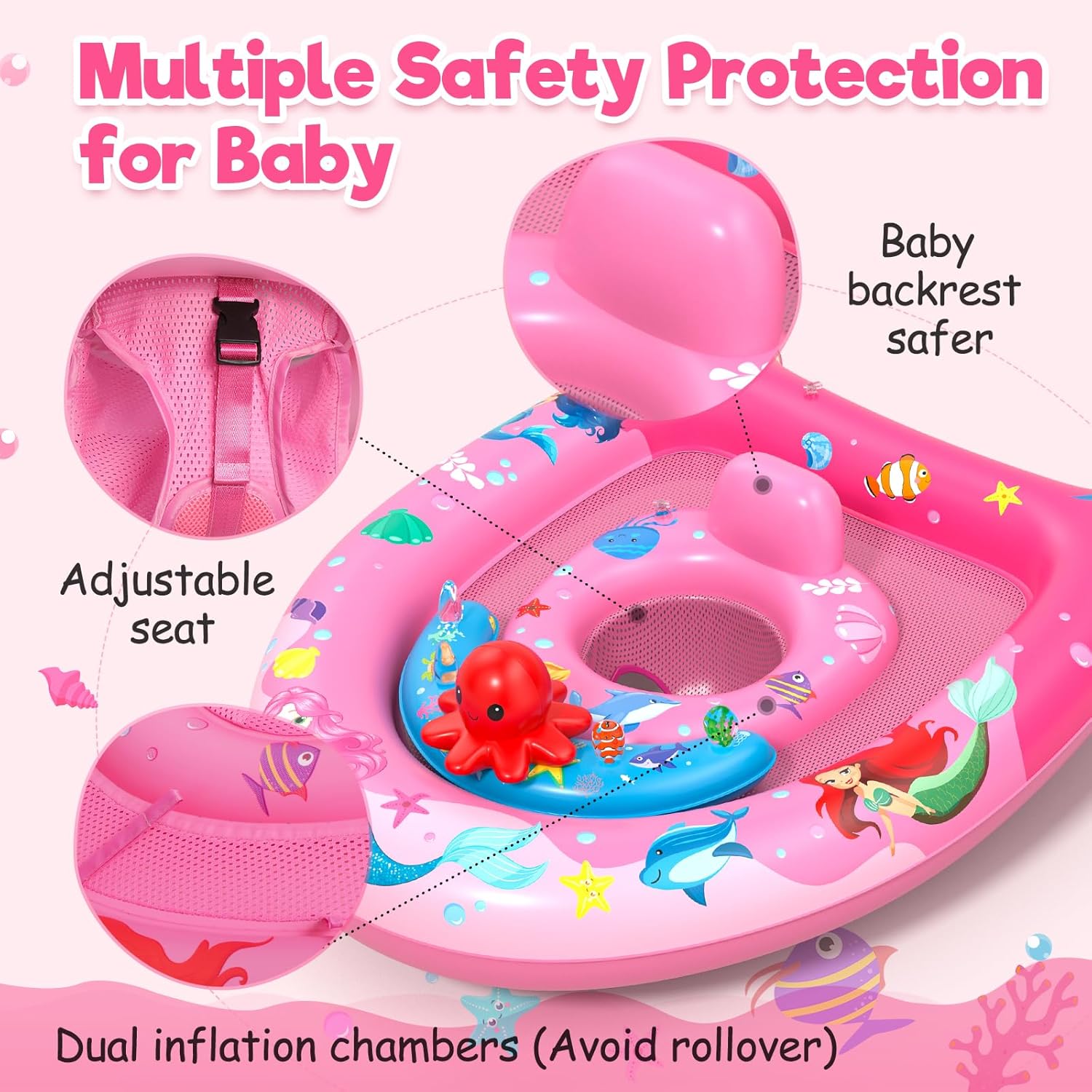 Thumbnail 5 de Baby swimming float with UPF50+ sun canopy, adjustable safety seat and inflatable ring (6–36 months)