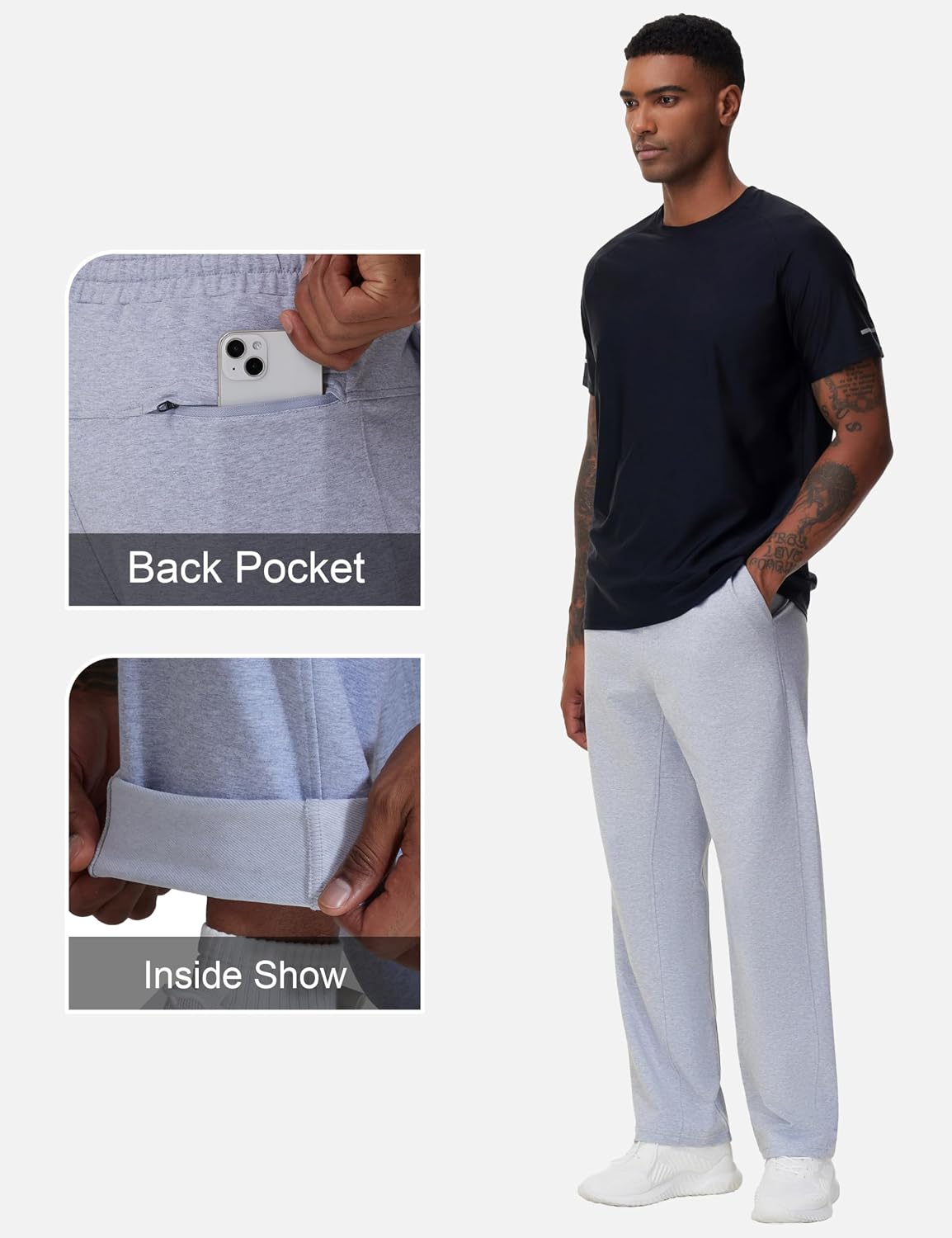 Thumbnail 4 de THE GYM PEOPLE Men's Baggy Joggers, Lightweight Straight-Leg Sweatpants