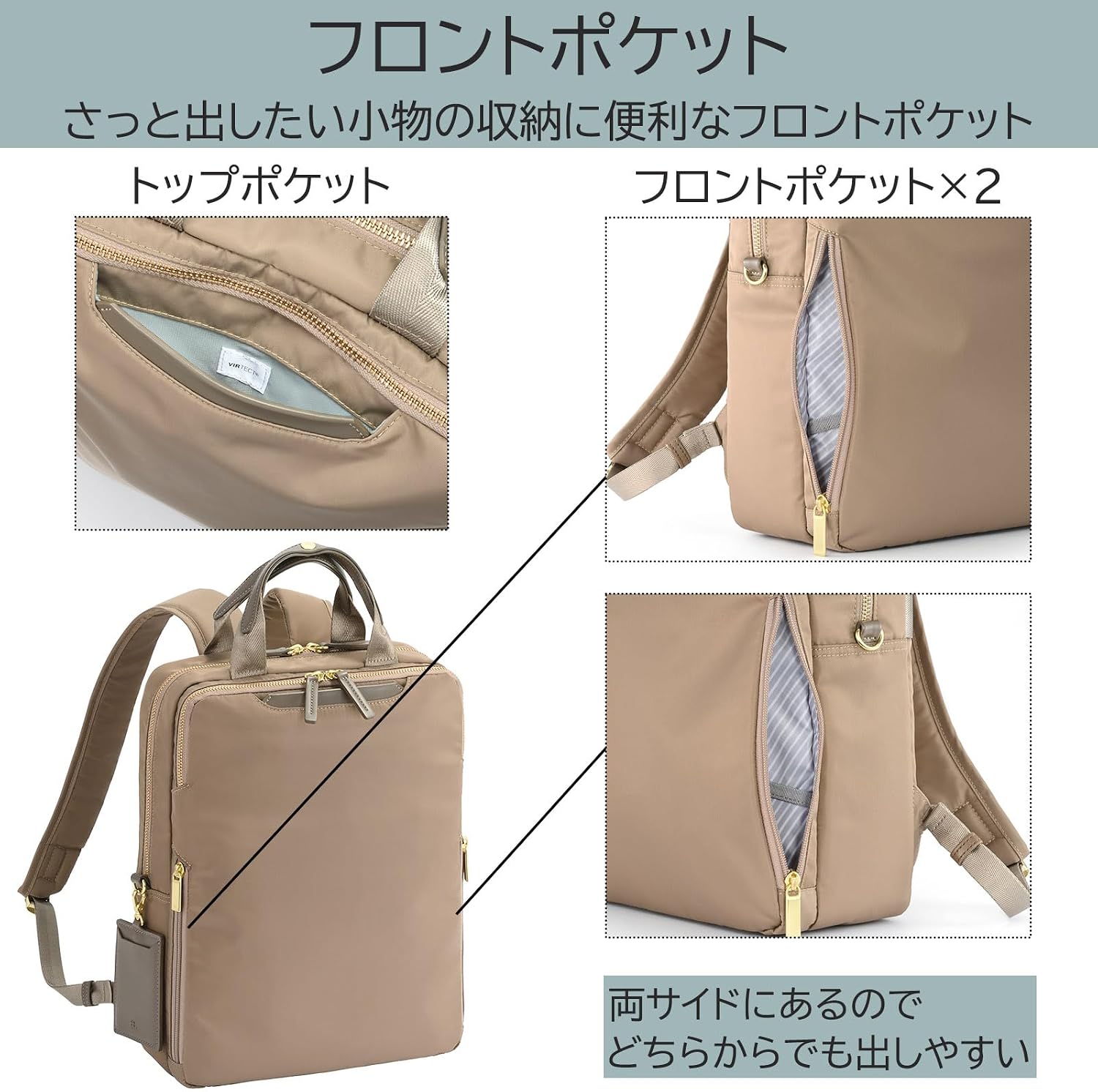 Detalle de エースジーン フィッテム No.68682 レディースビジネスリュック A4・14.0インチPC対応、スリム設計