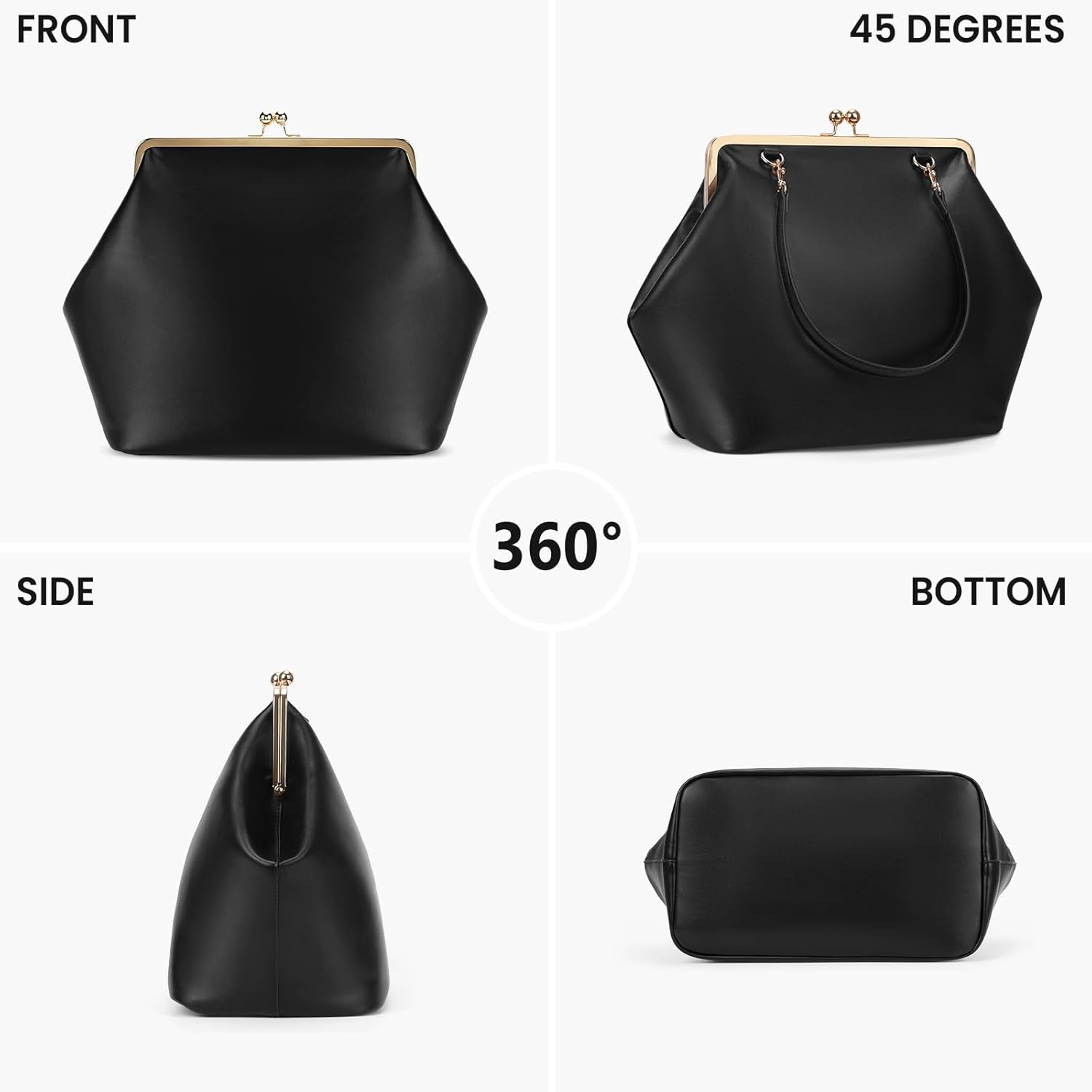Thumbnail 2 de CATSEA Large Women's Kiss Lock Bag PU Medium Top Handle Handbag