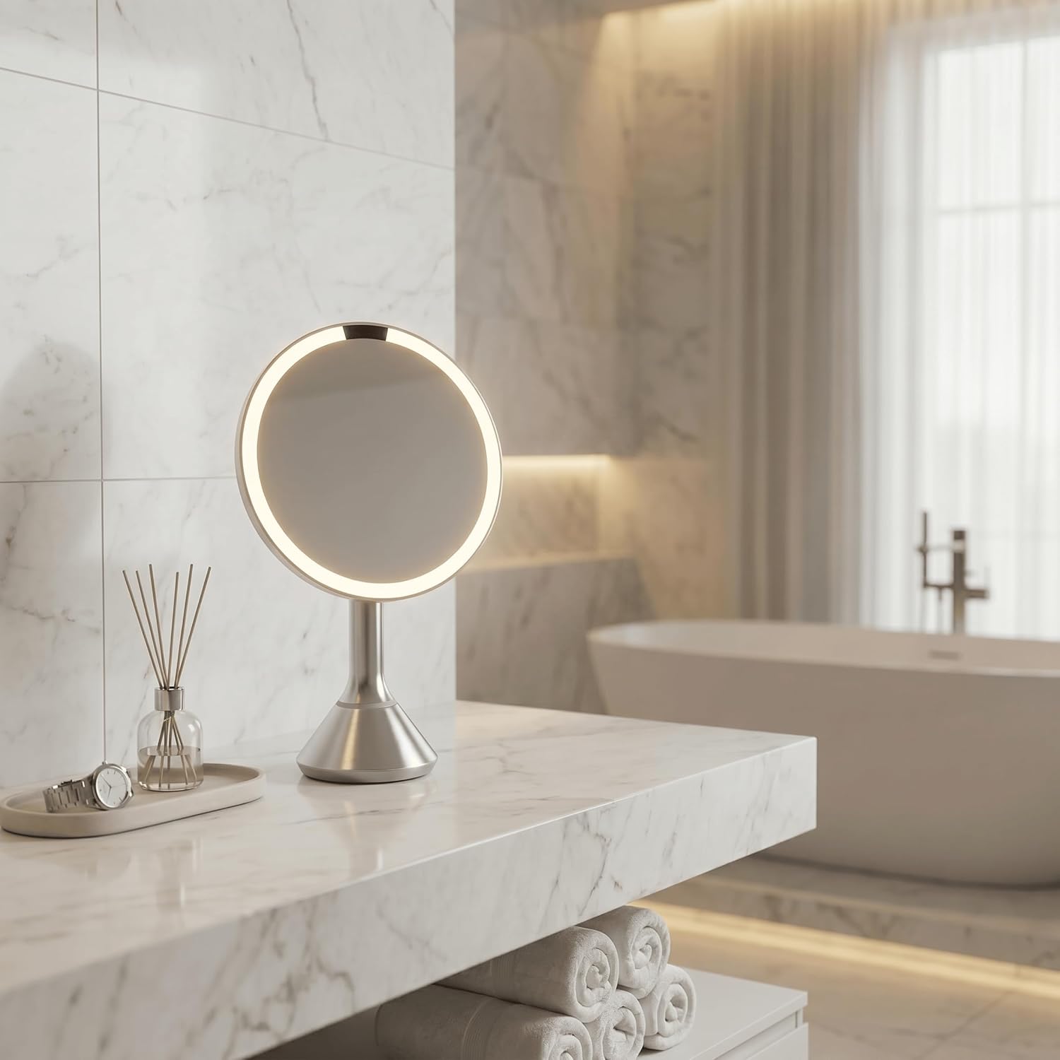 Detalle 2 de simplehuman ST3052 lusterko kosmetyczne 5x z czujnikiem i regulacją światła