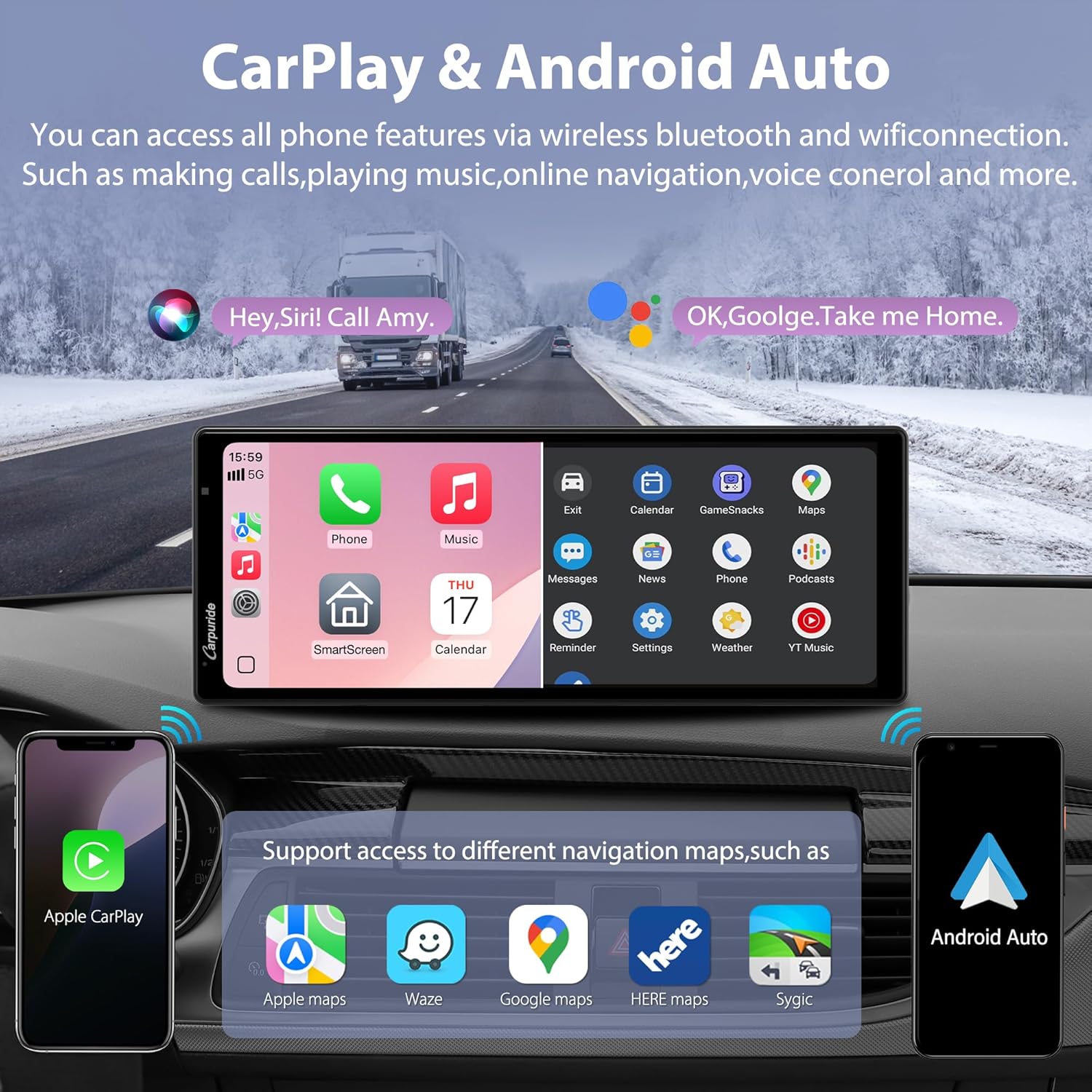 Thumbnail 5 de Carpuride 10.26” Wireless CarPlay Dash Cam