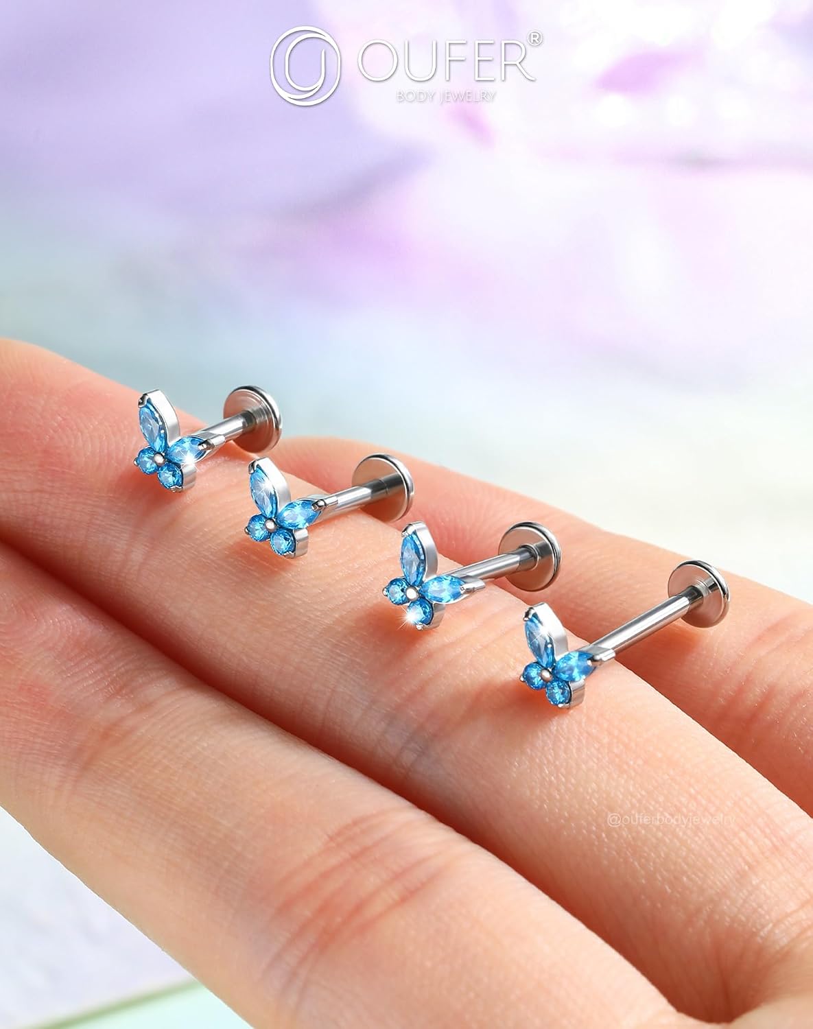 Thumbnail 4 de OUFER Labret 16G Acier 316L Papillon CZ 6/8/10/12mm