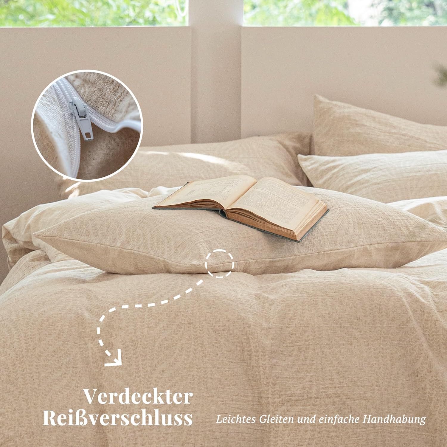 Thumbnail 6 de SOULFUL Leinen Kissenbezug 40x80 – Jacquard Boho Textur, 2-teilig, OEKO-TEX, Reißverschluss