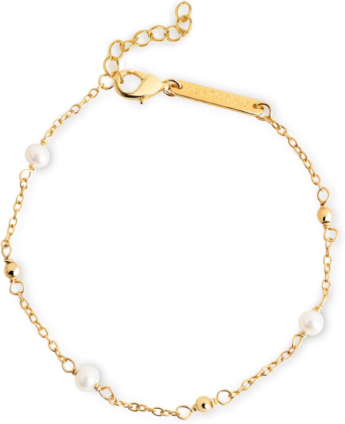 Detalle de SINGULARU – Bracciale Bahia Pearls: Argento Sterling 925 placcato oro 18KT con Perle Coltivate