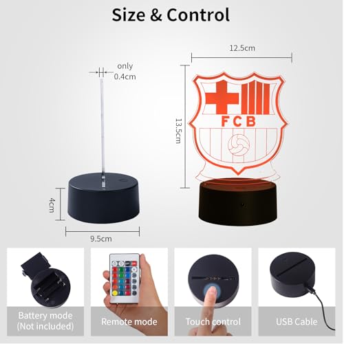 Thumbnail 2 de HooJtny Lámpara 3D Fútbol infantil con luz nocturna LED, 16 colores y mando a distancia