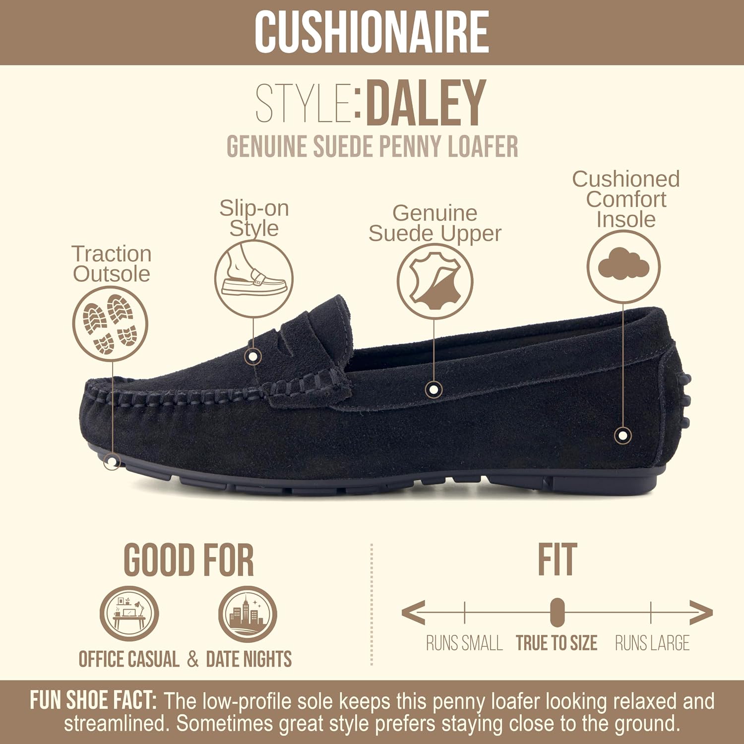 Detalle de CUSHIONAIRE Women's Suede Loafers