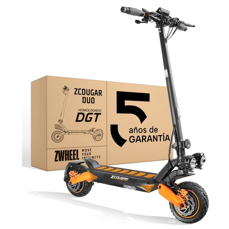 Detalle de Patinete eléctrico ZWheel ZCougar DUO: doble motor, 70 km de autonomía y suspensión DUO SHOCK