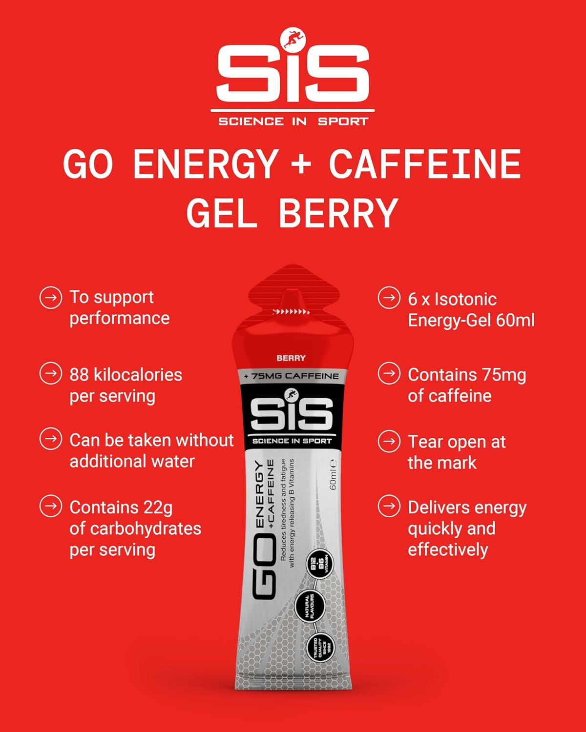 Thumbnail 2 de Science in Sport Go Isotonic Gel with Caffeine Berry 60ml