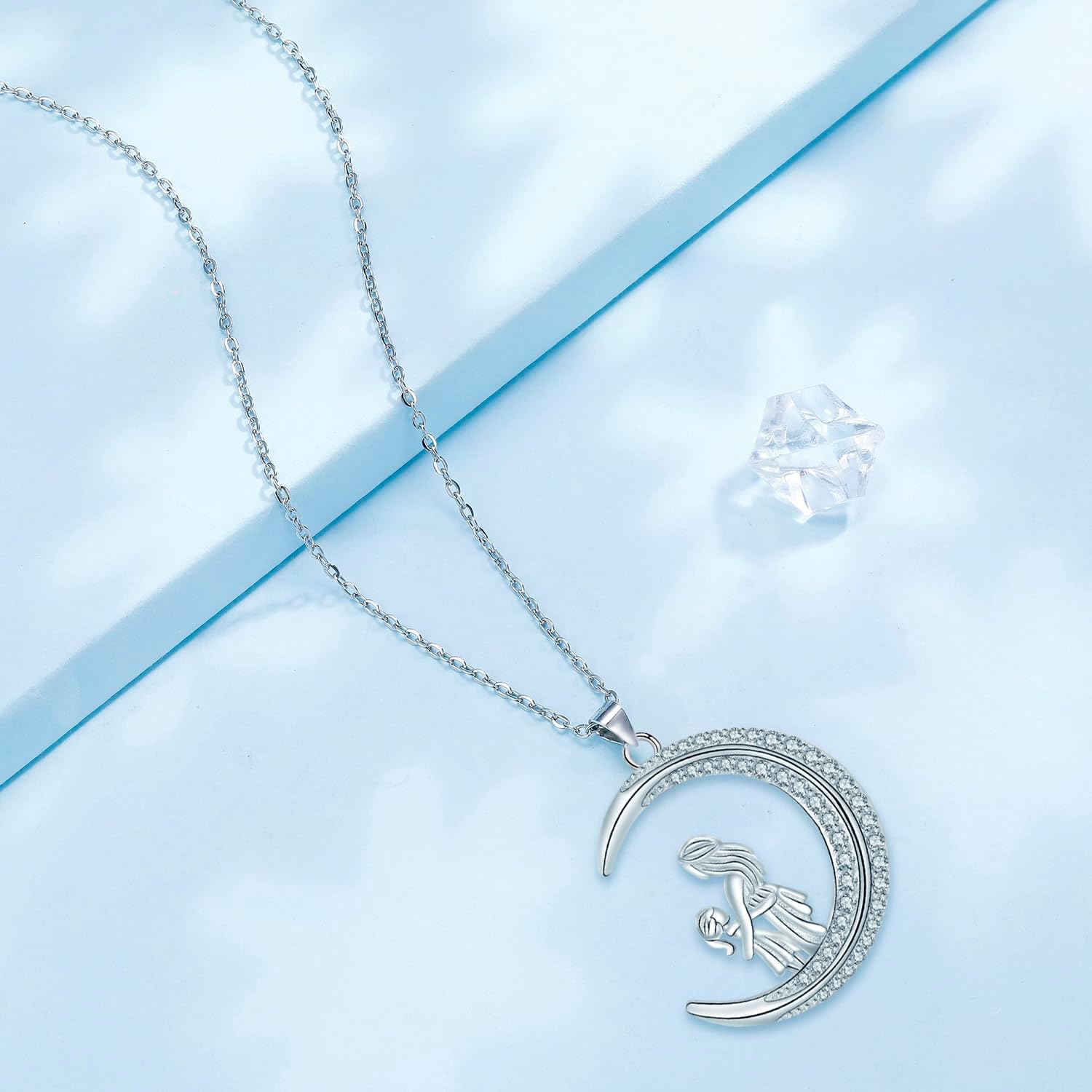 Thumbnail 6 de Arrebol Mutter- und Tochter-Halskette Silber 925 mit Mondanhänger – 45 cm ± 5 cm, Geschenkidee