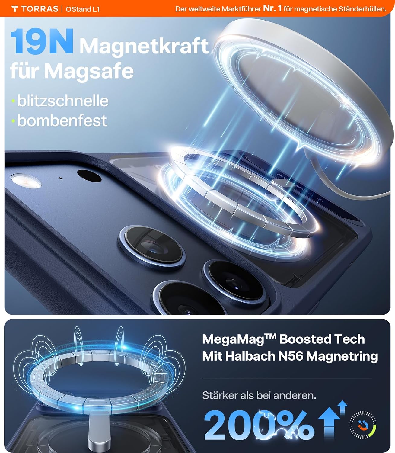 Detalle 2 de TORRAS Ostand L1 Hülle iPhone 17 Pro MagSafe