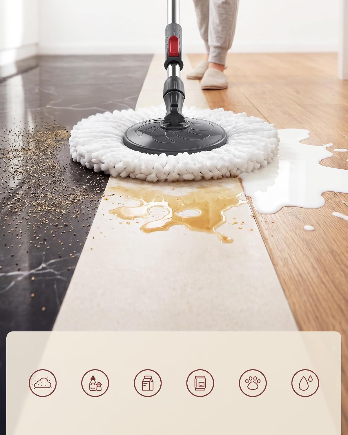 Thumbnail 6 de SONGMICS Clemax LMB004GT02 spinmop met emmer, schoon- en vuilwaterscheiding