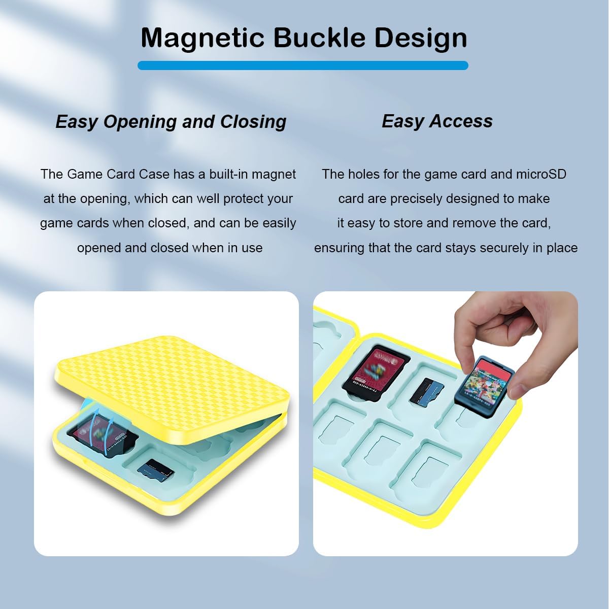 Thumbnail 4 de ZHUROUPU Game Card Case (2PCS Red + Yellow) for Nintendo Switch: 12 game card slots and 12 micro SD slots