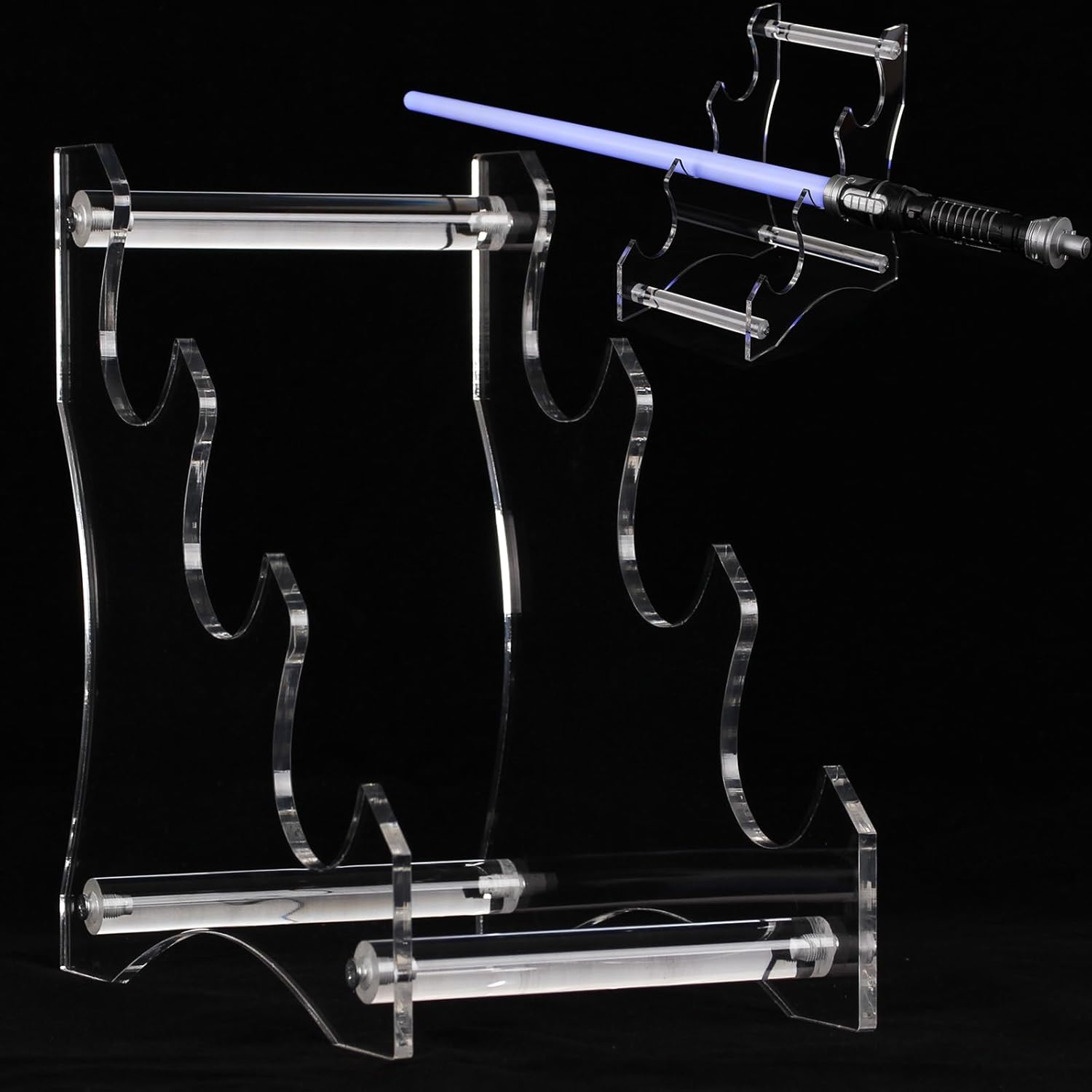 Thumbnail 3 de HHUXIUE Lichtschwert Stand Display – 3-stufiger Acryl-Desktop-Ständer für Schwerter und Lichtschwerter (Transparent)