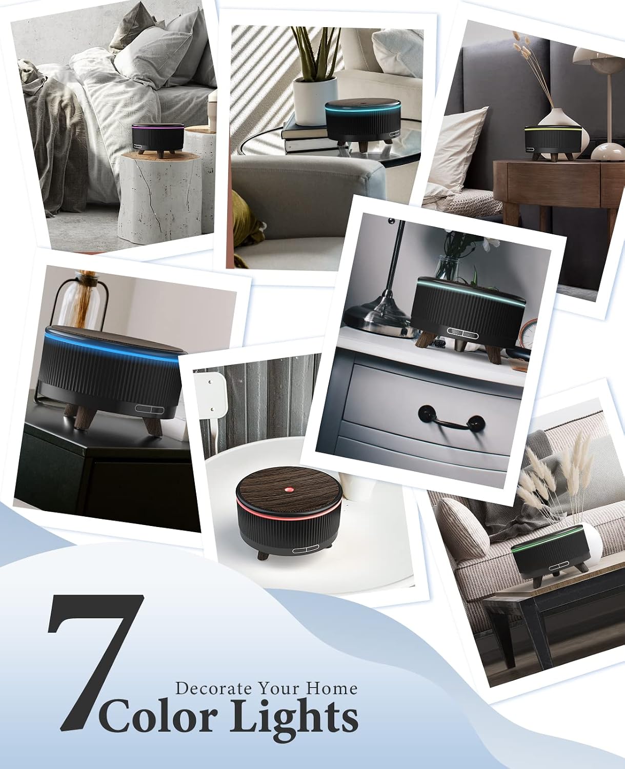 Thumbnail 3 de Essential Oil Diffuser for Home — 500ml Marble Finish, 7-Color LED, 480 ft² Coverage