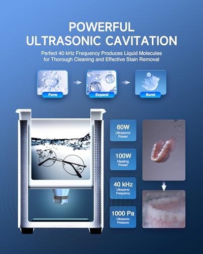 Detalle de CREWORKS Ultrasonic Cleaner with Digital Timer & Heater 1.3L