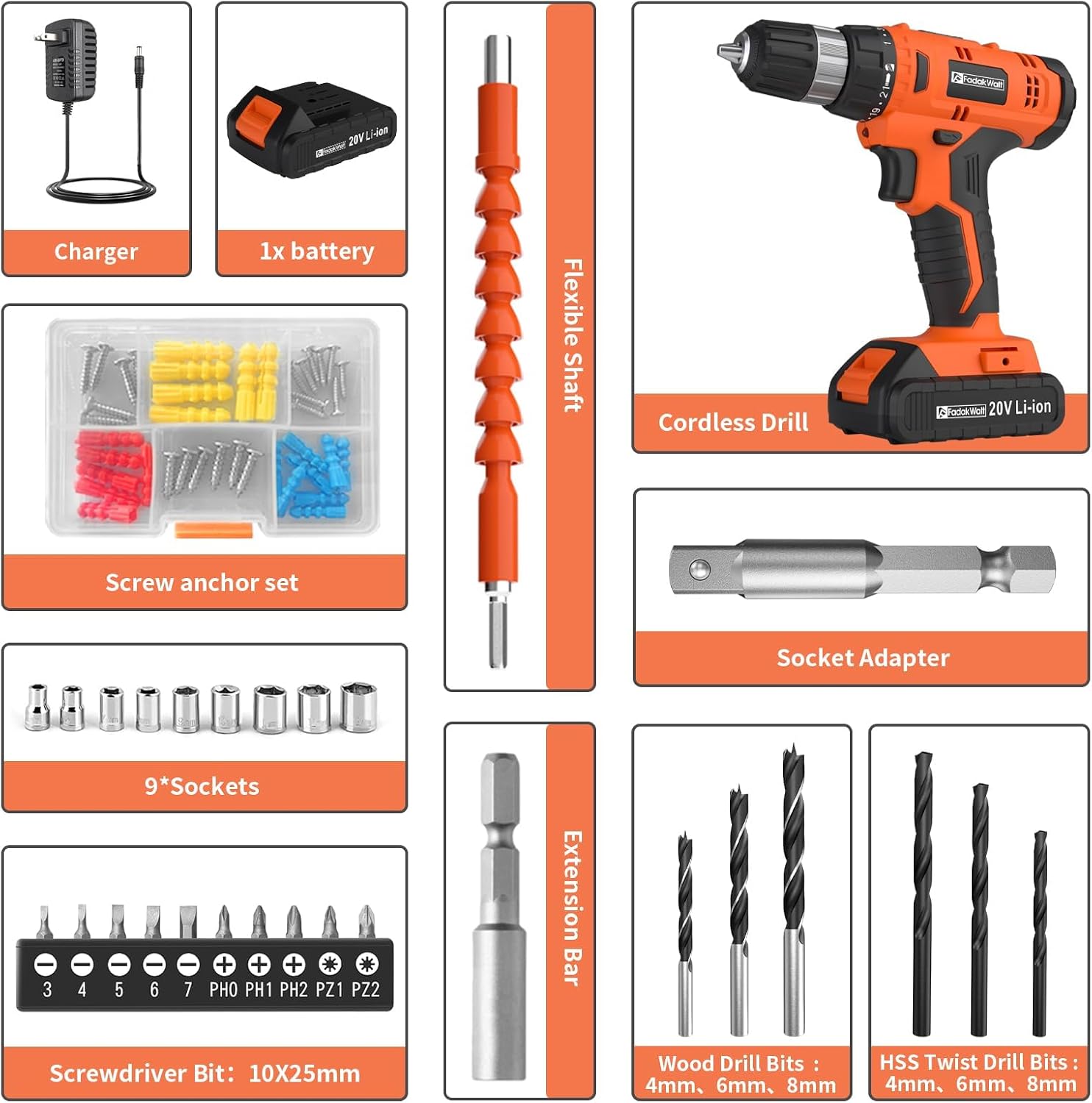 Thumbnail 5 de FADAKWALT 20V Cordless Drill Set