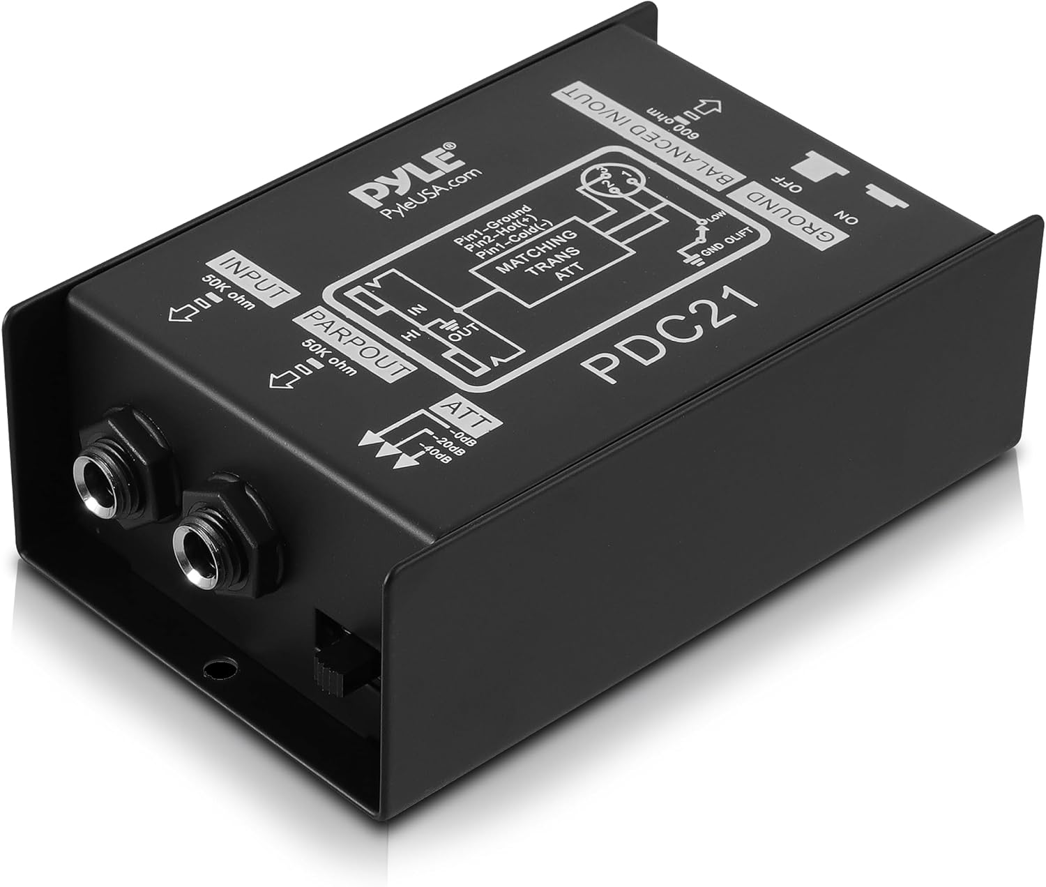 Pyle caja DI pasiva para guitarra y bajo 1/4