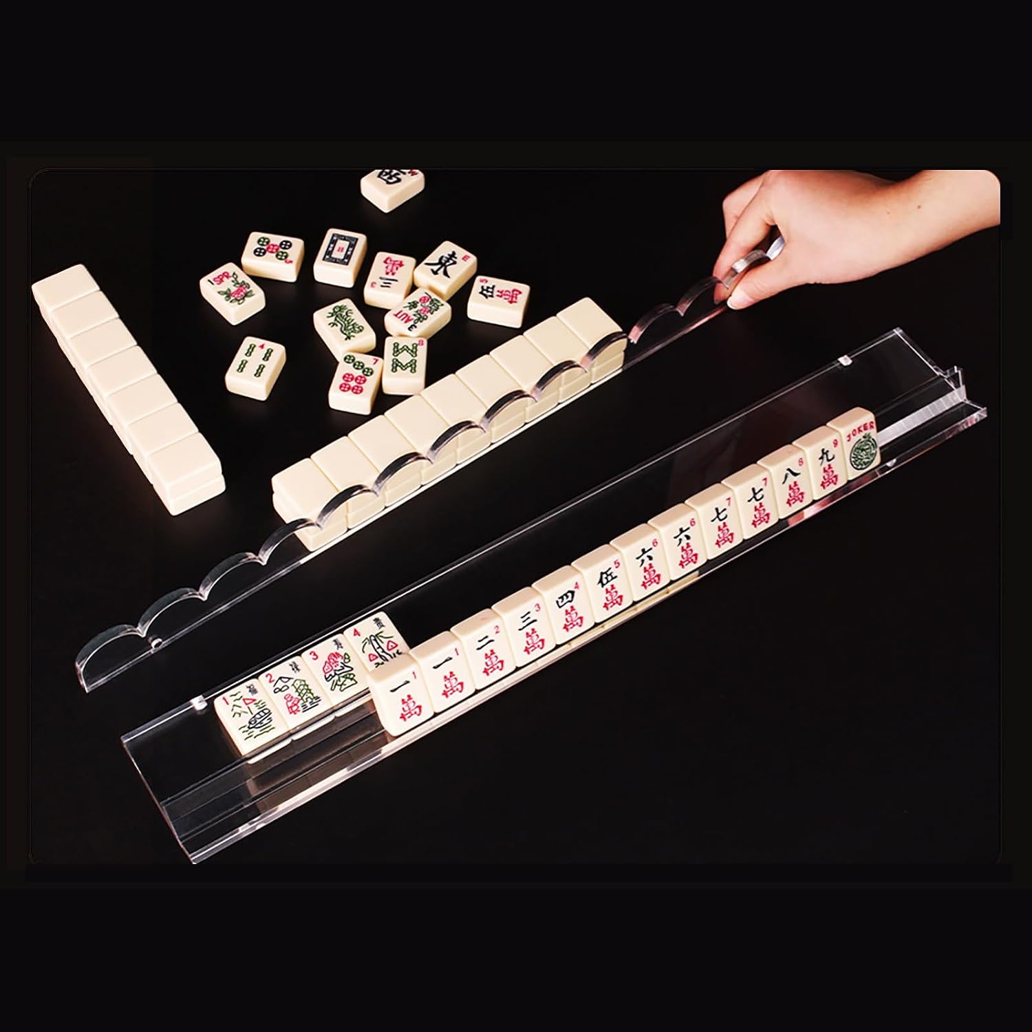 Detalle de American Mahjong Racks with Pushers — Premium Heavy-Duty 4-Pack