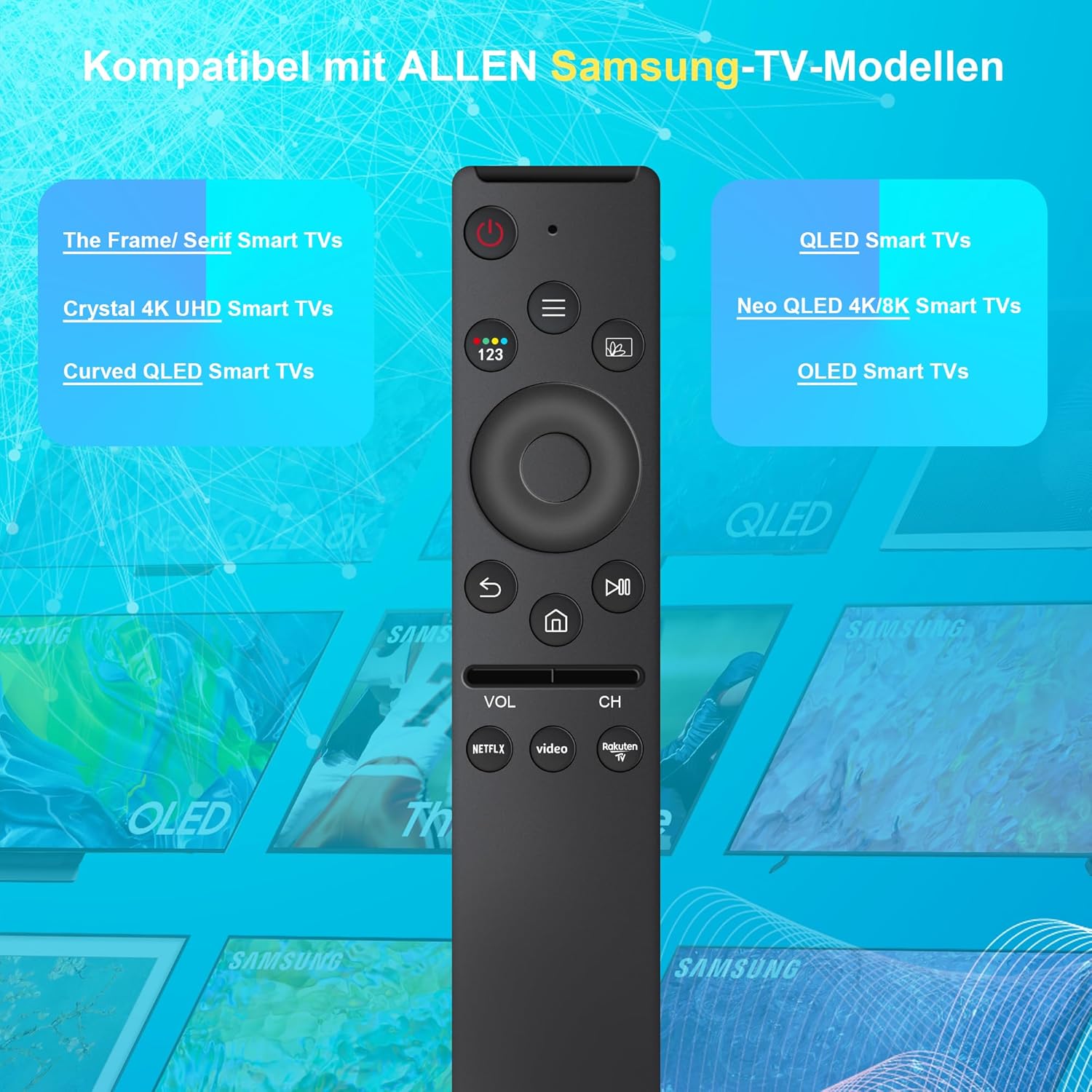 Detalle de 2er-Pack Universal-Infrarot-Fernbedienung für Samsung Smart TV – kein Einrichten nötig
